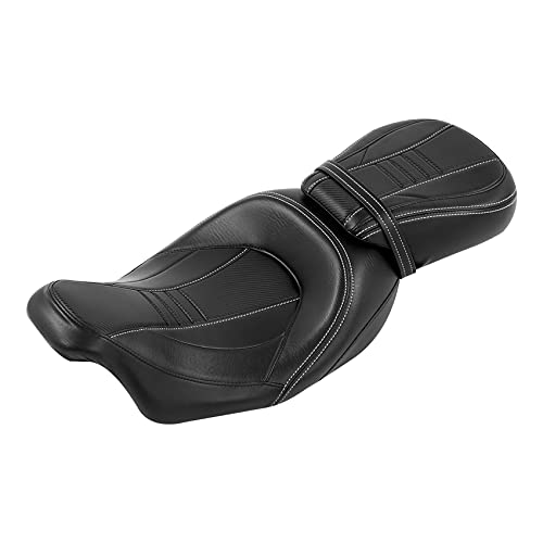 SLMOTO Two-up Front Rear Driver Passenger Seat Detachable Motorcycle Driver & Passenger Motorcycle Seat Fit for Harley Touring Road King Special FLHRXS Black White - color: StyleA Black White Seat