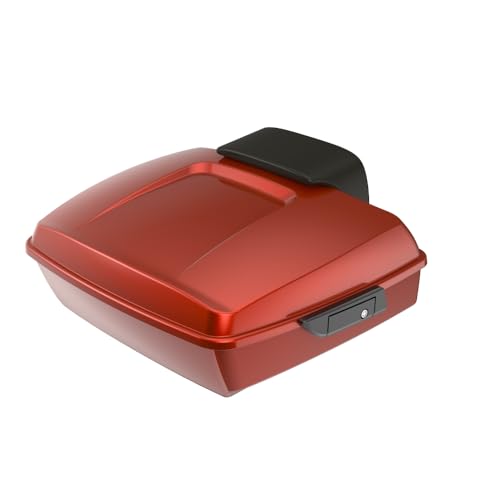 Advanblack Red Rock Chopped Tour Trunk Pack Black Latches Compatible with Harley Touring 14-25 Road King Road Glide Street Glide - Weather Resistant, Spacious Storage for Daily & Short Touring - color: Red Rock, size: Chopped Rear Tour Trunk Pack with Bla
