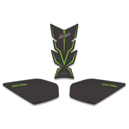 NIGHT CAT Compatible ZX-4R ZX4R/RR 2023 Motorcycle Fuel Tank Pad Kit Side Fuel Knee Guard Sticker Fuel Tank Protector(Black Green) - color: Black Green