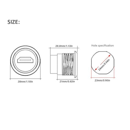 Toronce D R Series Panel-Mount Connector (R-HDMI-5pcs-B) - size: R-HDMI-5pcs-B