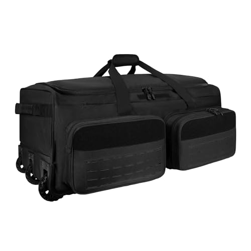 Rolling Duffle Bag with Wheels,120L Large Deployment Bag,Waterproof Military Duffle Bags for Tactical Military Deployment Camping - color: Black