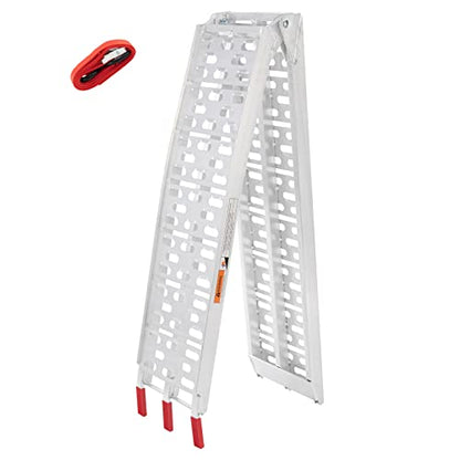 1Pc 7.5FT Aluminum Folding Loading Ramp, Pickup Trucks Bed Trailers Ramps for Load Dirt Bike UTV ATV Lawn Mowers Cargo 90" Lx11 W, 750 lbs Capacity