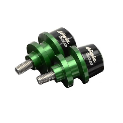 Green Motorcycle Swingarm Spools Slider Stand Screws for Ninja 400/Z400 2018 2019 2020 2021 2022 2023 2024 2025 2026,CNC machined from Aluminum Alloy,Anodized Surface Finish - color: Silver