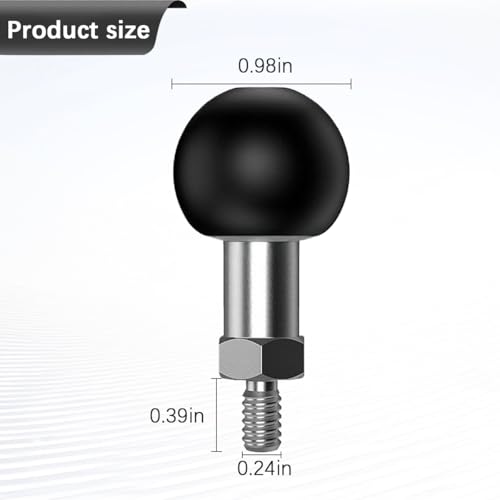 1" Ball Mount Adapter Base with M6 Threaded Bolt, Aluminum Alloy Ball Mount Base, Compatible with RAM Mounts Part B Size Double Socket Arm & Bike Motorcycle Phone Holder