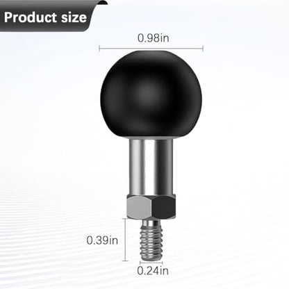 1" Ball Mount Adapter Base with M6 Threaded Bolt, Aluminum Alloy Ball Mount Base, Compatible with RAM Mounts Part B Size Double Socket Arm & Bike Motorcycle Phone Holder