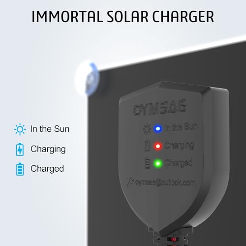 OYMSAE 10W 12V Solar Panel Car Battery Charger Portable Waterproof Power Trickle Battery Charger & Maintainer for Car Boat Automotive RV with Cigarette Lighter Plug & Alligator Clip - size: 10W