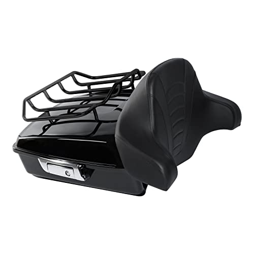 TCMT Chopped Motorcycle Trunk Box Backrest Mounting Luggage Rack Fit For Harley Touring 1997-2008 Road King Road Street Electra Glide Pack - color: Set B2 Chrome Latches#Chrome Rack