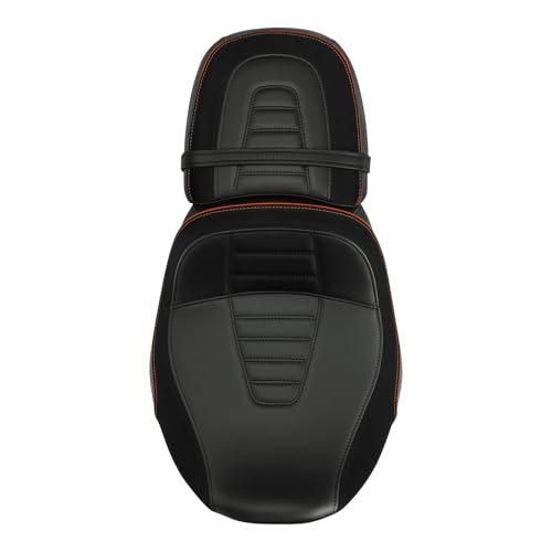 C.C. RIDER Low-Profile Rider&Passenger Seat Fit for Harley Touring 2023-2025 CVO Street Glide FLHXSE CVO Road Glide FLTRXSE 2024-2025 Street Glide FLHX Road Glide FLTRX FLTRXSTSE - size: 01# Black+ Orange Stitchs