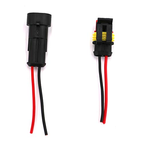 2 Pin Way Waterproof Electrical Connector Wire Harness 16 AWG Marine for Car, Truck, Boat, and Other Wire Connections 5 Pack - color: 5 Sets