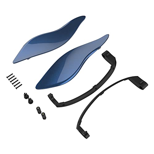 Advanblack Big Blue Pearl Side Wings Air Deflectors, Fairing Side Wing Windshield, Fairing Side Shield, Adjustable Wind Deflectors, Compatible for Harley Touring Street Electra Glide 2014-2023 - color: Big Blue Pearl