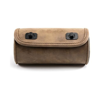 Mini Motorcycle Handlebar Bag Saddlebag Roll Tool Bag for Cafe Racer Bobber Chopper Storage pouch (Brown) - color: Brown