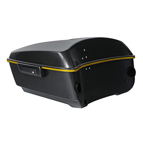 Gold/Black Geometric Shape Fade 13.7" King Trunk W/Latch Key Fit For Harley Trunk Touring CVO Road King Road Glide Street Glide Electra Glide Ultra Limited 2014-2025 - color: Gold/Black Geometric Shape Fade(W Speaker Holes)