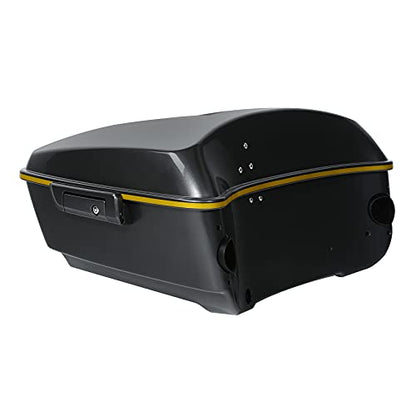 Gold/Black Geometric Shape Fade 13.7" King Trunk W/Latch Key Fit For Harley Trunk Touring CVO Road King Road Glide Street Glide Electra Glide Ultra Limited 2014-2025 - color: Gold/Black Geometric Shape Fade(W Speaker Holes)