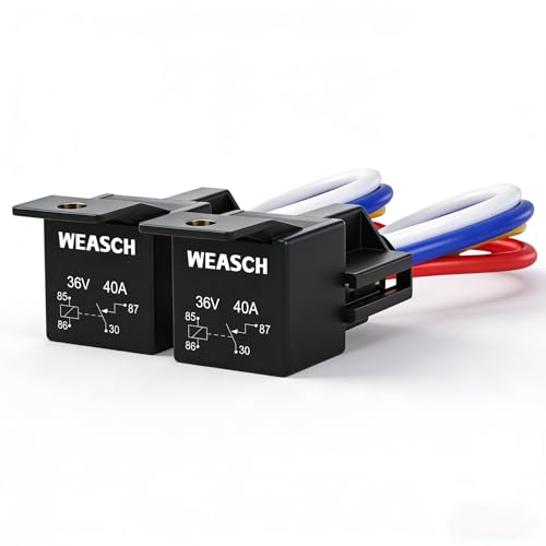 2 Pack 36V 40A Car Relay Harness, 4-Pin SPST, 12AWG Harness Sockets, Automotive Switches and Starters, for Automotive Truck Van Motorcycle Boat - size: 4-Pin 36V