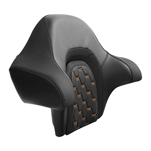 C.C. RIDER Wrap Around King Tour Trunk Backrest fit for Harley Touring Road King Street Glide Road Glide Electra Glide 2014-2024 - color: Passenger Backrest 16#Orange Stitching