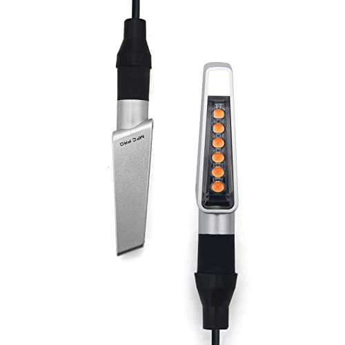 Flowing Motorcycle LED Turn Signals,12V Universal Mini Sequential Indicators, Waterproof Turn Signal Lights Compatible with Dirt Bike Yamaha Honda Cafe Racer Cruiser (Sequential, Sliver-2pcs) - color: Sliver-2pcs, size: Sequential