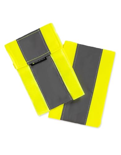 Forcefield Hi-Vis Reflective Adjustable Leg Bands, 17.5" x 4" with 2" Reflective Tape, Hook-and-Loop Closure, Sold in Pairs - color: Lime
