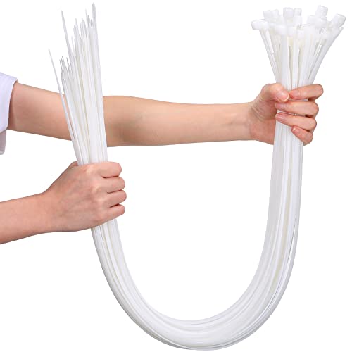 Nuanchu 100 Pcs 30 Inch White Zip Ties Heavy Duty Cable Ties for Indoor and Outdoor Binding Fences, Awnings Tying, Branches Bundling of Crops - color: White, size: 30 Inch