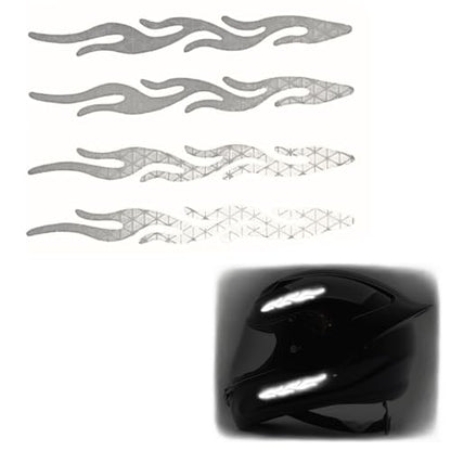 customTAYLOR33 High-Intensity Grade Premium Reflective Tribal Flame Helmet Decals, Motorcycle Safety Sticker Decals (White/Silver/Chrome) - color: White/Silver/Chrome