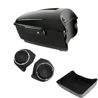 TCMT King Motorcycle Trunk W/Black Latch Rear Speakers Fit for Harley 2014-2025 Touring CVO Road King Road Glide Street Glide Electra Glide Pack - color: Set E#1