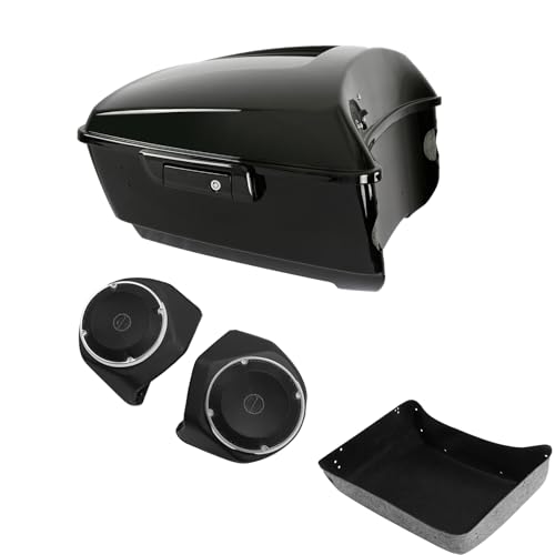 TCMT King Motorcycle Trunk W/Black Latch Rear Speakers Fit for Harley 2014-2025 Touring CVO Road King Road Glide Street Glide Electra Glide Pack - color: Set E#1