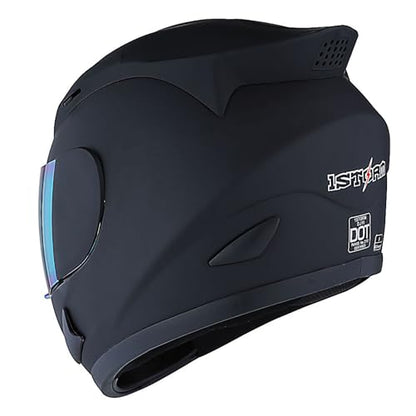 1STORM Motorcycle Bike Full FACE Helmet Mechanic - color: Anti Fog Matt Black