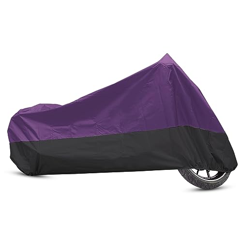 uxcell Motorcycle Cover Bike All Season Waterproof Dustproof Protective Outdoor Motorbike Rain Cover 190T XL Purple Black for Harley Davidson Sportster 883 1200 Dyna Touring Cruiser - color: Purple Black, size: X-Large