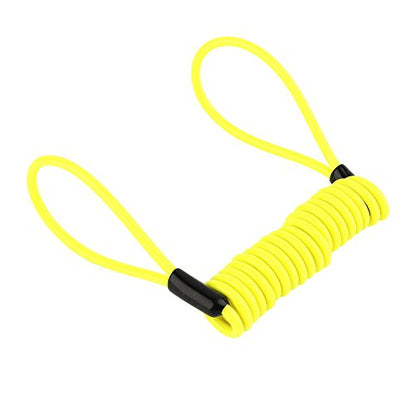 1.2m Motorcycle Reminder Spring Cable, Disc Lock Reminder Cable, Alarm Lock Security Spring Reminder Cable for Scooter Motorcycle Bike Brake Disc, Antitheft on Handlebar, Lemon Yellow