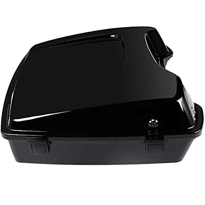 TCMT 5.5" Razor Motorcycle Trunk Box W/Latch Key Two Up Mounting Rack Fit For Harley Touring 2009-2013 Road Glide Road King Street Glide Pack - color: Black Lacthes Trunk+Chrome 2 up Rack