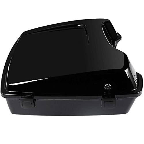 TCMT 5.5" Razor Motorcycle Trunk Box W/Latch Key Solo Mounting Rack Fit For Harley Touring 2009-2013 Road Glide Road King Street Glide Pack - color: Black Lacthes Trunk+Black Solo Rack