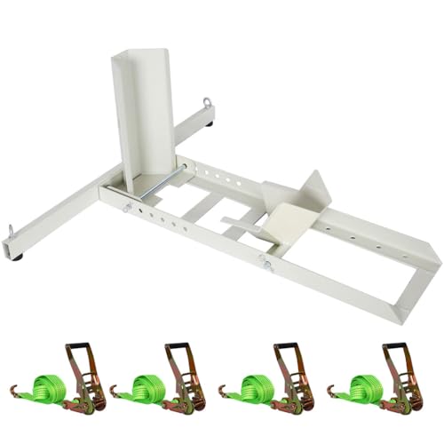 Motorcycle Wheel Chock Stand – Heavy-Duty Steel Front or Rear Tire Holder, 1800 lbs Capacity, Adjustable 15"-22" Wheels with 14 Cradle Stops, Rust-Resistant Powder Coat, Includes 4 Tie-Down Str