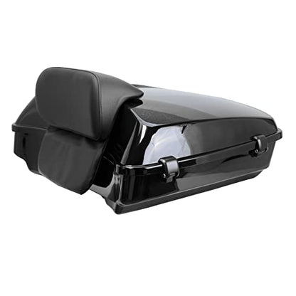 YHMOTO Razor Tour Luggage Trunk W/Backrest & Luggage Rack for Harley Touring Road King FLHR Street CVO Electra Glide 2014-2026 (Razor Tour Trunk with Backrest+Black Mounting Rack) - color: Black