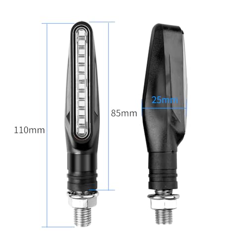 Motorcycle LED Turn Signal Assemblies, Sequential Flow, Yellow Light, 12V, 83g, Plastic, （2 lights a set,not 4）