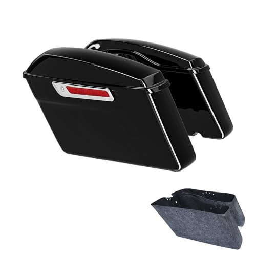 XFMT Motorcycle Hard Saddlebags Vivid Black Saddle Bags Trunk W/Latches For Harley Touring Road King Street Glide Road Glide Electra Glide Ultra Classic 2014-2024 - color: Standard-Vivid Black W/ Chrome Latches