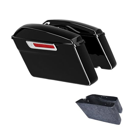 XFMT Motorcycle Hard Saddlebags Vivid Black Saddle Bags Trunk W/Latches For Harley Touring Road King Street Glide Road Glide Electra Glide Ultra Classic 2014-2024 - color: Standard-Vivid Black W/ Chrome Latches