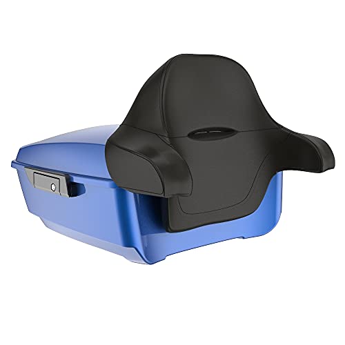 Advanblack Superior Blue King Tour Trunk Pack, Black Mount Bracket, Top Luggage Rack, Red Trunk Pak Liners Fit for 09-Later Harley Touring, Road Glide, Street Glide Special, Electra Glide - color: Superior Blue