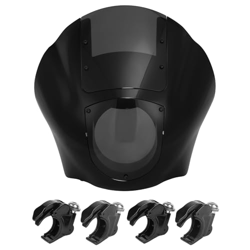 TCMT Quarter Head Fairing Windshield w/39mm Fork Clamp Fit For Harley Sportster XL1200 883 48 72 Dyna Low Rider Street Bob Wide Glide Fat Bob - color: Smoke Windshield, size: 39mm Black Clamps