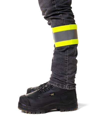 Forcefield Hi-Vis Reflective Adjustable Leg Bands, 17.5" x 4" with 2" Reflective Tape, Hook-and-Loop Closure, Sold in Pairs - color: Lime