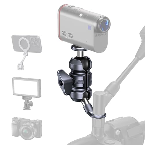 Motorcycle Mirror Mount for Camera, 25mm Ball Head Sport Camera Holder, 1/4"-20 Thread, Fits 8‑10mm Screw/Mirror Bars, Aluminum Camera Mount Bracket for Tricycle/Scooter/ATVs (KCB‑4) - color: KCB-4 Mirrors Lever or Round Bar
