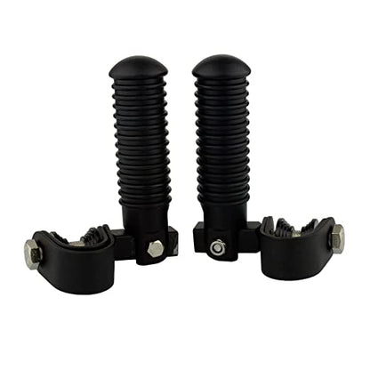 1" (25.4mm) -1.25" (32mm) Motorcycle Highway Engine Crash Bar Guard Foot Pegs Clamp Footrest Mount Rest Rubber For Harley Chopper Bobber Custom (Matte Black) - color: Matte Black