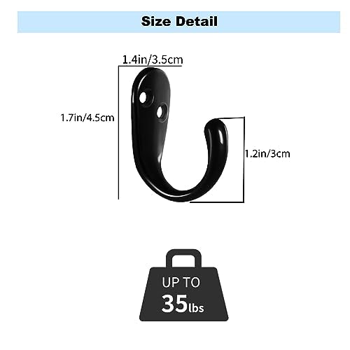 Kruodop 4 Pack Wall Hooks Wall Mounted Coat Hooks for Hanging Heavy Duty, Black Towel Hooks, Metal Single Coat Hanger with Screws Cup Retro for Coats, Handbags, Towels