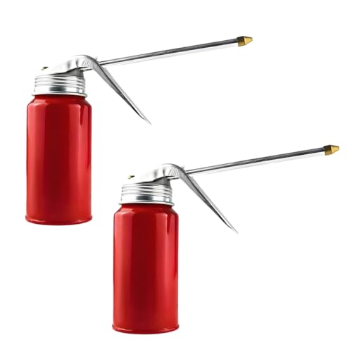 povtii 2 PCS Oil Can Pump Oiler, 200ml Metal Oil Spray Can with 4.92" Spout, Portable Pump Oil Squirt Can for Rolling Bearings Universal for Car Motorcycle, Car Accessories