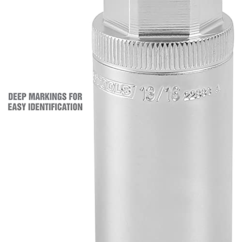 OEMTOOLS 22883 Magnetic Spark Plug Socket, 13/16 Inch 3/8 Inch Drive Spark Plug Socket, Deep Well Socket with Magnetic Retention, Hard Chrome Finish, Alloy Steel Construction - style: 13/16 inch