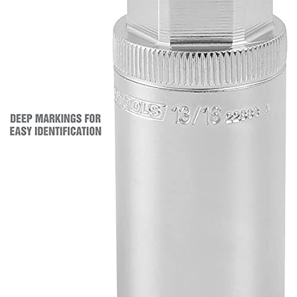 OEMTOOLS 22883 Magnetic Spark Plug Socket, 13/16 Inch 3/8 Inch Drive Spark Plug Socket, Deep Well Socket with Magnetic Retention, Hard Chrome Finish, Alloy Steel Construction - style: 13/16 inch
