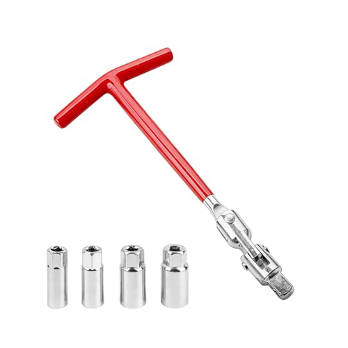 Osilly 5PCS Car Spark Plug Socket Wrench T-Handle Set, 14mm 16mm 18mm 21mm Joint Spark Plug Socket Wrenches Installer Remover Tool, Universal for Motorcycles and Small Motor Vehicles - size: 5PCS