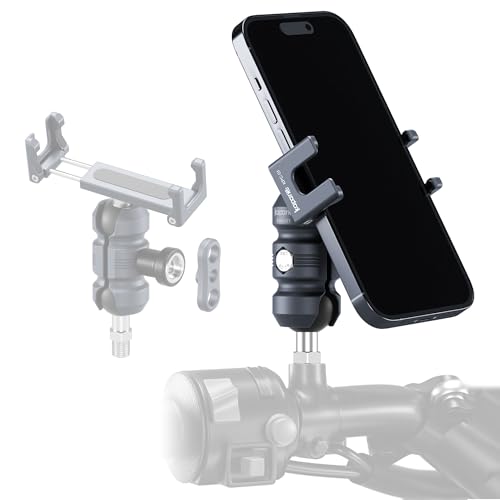 Anti-Theft Motorcycle Phone Holder Kit, with M10 Screw for Mirror Install, 25mm Ball Head & Seat Short Bar Double Socket Arm, 360° Adjustable Motorcycle Phone Mount, for Tricycle/ATVs (KPS-06) - color: KPS-06-25mm/1 Inch Ball-M10 Screw-Mirrors Install