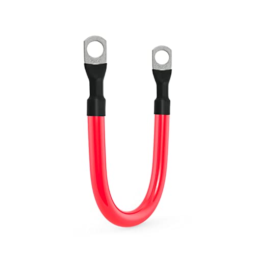 4 AWG Battery Cable 4AWG Gauge Pure Copper Battery Inverter Cables with 3/8 in Lugs Both Ends Power Inverter Wire Set for Automotive Solar Marine Boat RV Car Motorcycle Red and Black (9in) - size: 9in
