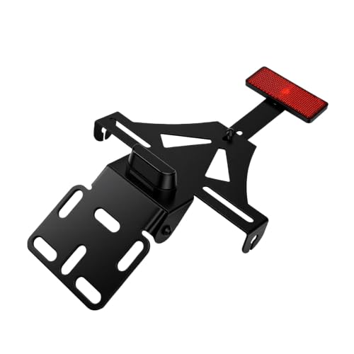 GOTOTOP Motorcycle License Plate Bracket with Integrated Tail Light and Turn Signal Holder Adjustable Angle Metal Reflector for Universal Motorcycle Rear Fitment