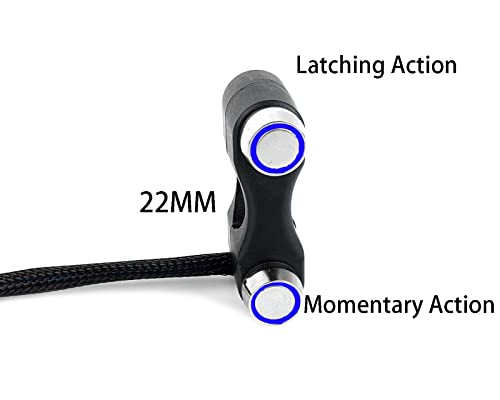 RAYANA 7/8" Motorcycle Handlebar Control 2 Push Button Switch for Horn Start Kill Headlight ON Off Handle Bar Switch Dirt Bike ebike Scooter (Blue-Latching Momentary Button Switch) 22mm