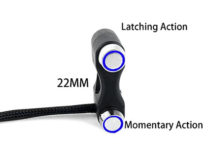 RAYANA 7/8" Motorcycle Handlebar Control 2 Push Button Switch for Horn Start Kill Headlight ON Off Handle Bar Switch Dirt Bike ebike Scooter (Blue-Latching Momentary Button Switch) 22mm
